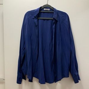 Everlane Blue Silk Button Up Shirt Size Medium